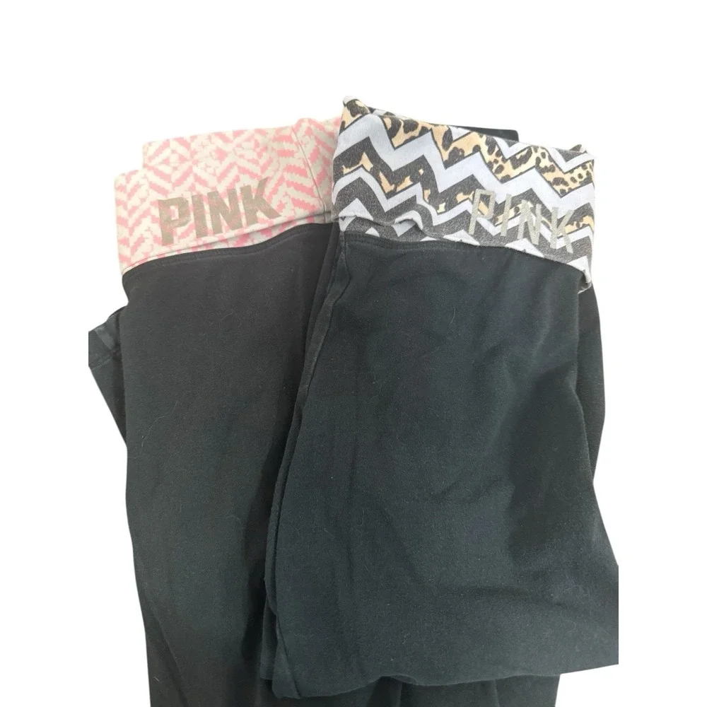 Vtg VS PINK 🩷Y2K 🔥Fold‎ Over Yoga Pants Lot Black Low Rise Rare Waistband S